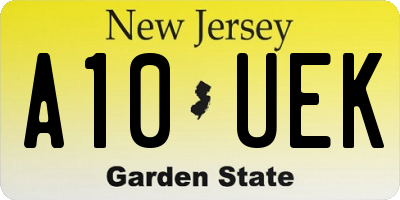 NJ license plate A10UEK