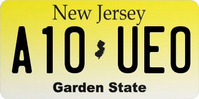 NJ license plate A10UEO