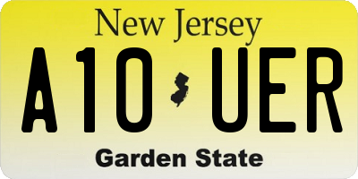 NJ license plate A10UER