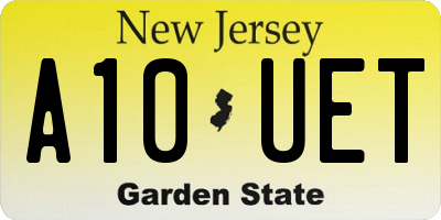 NJ license plate A10UET