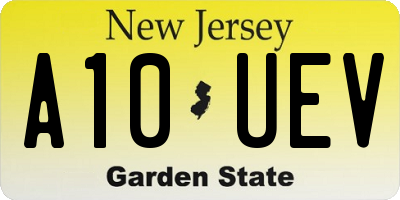 NJ license plate A10UEV