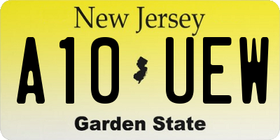 NJ license plate A10UEW