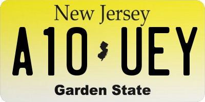 NJ license plate A10UEY