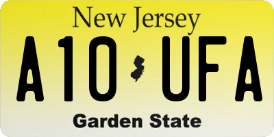 NJ license plate A10UFA