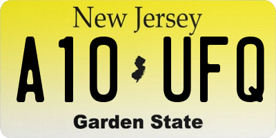 NJ license plate A10UFQ