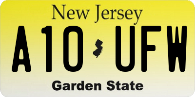 NJ license plate A10UFW