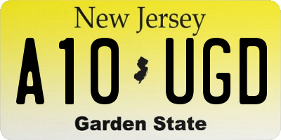 NJ license plate A10UGD