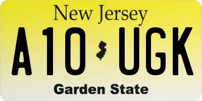 NJ license plate A10UGK