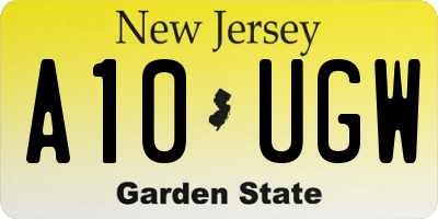NJ license plate A10UGW