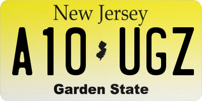 NJ license plate A10UGZ