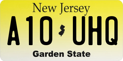 NJ license plate A10UHQ