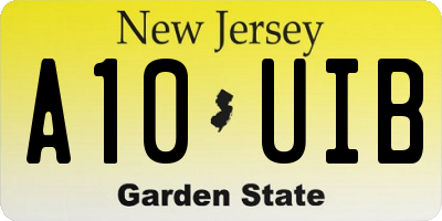 NJ license plate A10UIB
