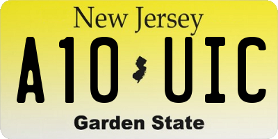 NJ license plate A10UIC