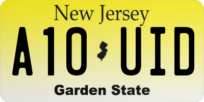 NJ license plate A10UID