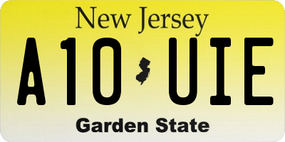 NJ license plate A10UIE