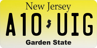 NJ license plate A10UIG