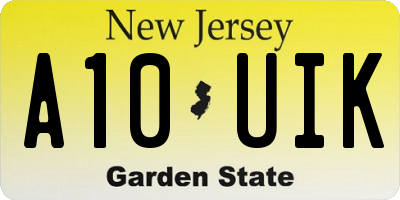 NJ license plate A10UIK