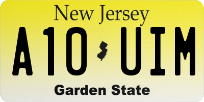 NJ license plate A10UIM
