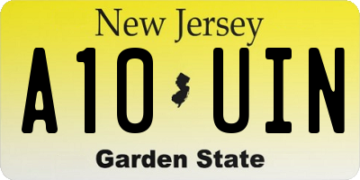 NJ license plate A10UIN