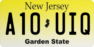 NJ license plate A10UIQ