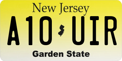 NJ license plate A10UIR