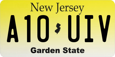 NJ license plate A10UIV
