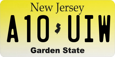NJ license plate A10UIW