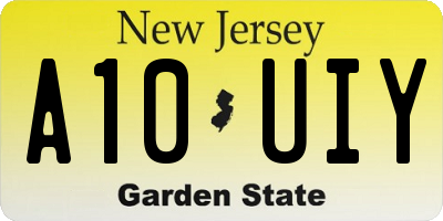 NJ license plate A10UIY