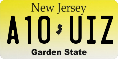 NJ license plate A10UIZ