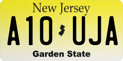 NJ license plate A10UJA