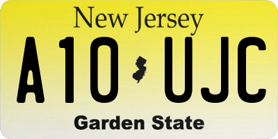 NJ license plate A10UJC