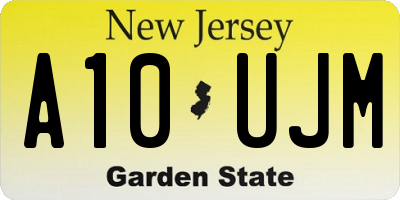 NJ license plate A10UJM