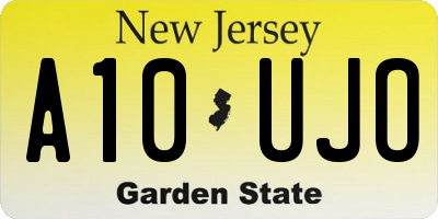 NJ license plate A10UJO