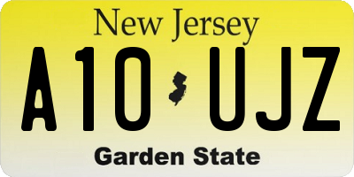 NJ license plate A10UJZ