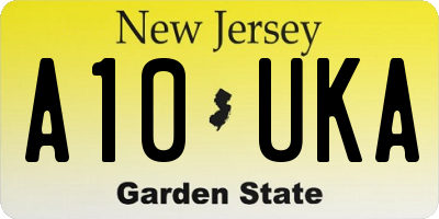 NJ license plate A10UKA