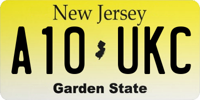 NJ license plate A10UKC