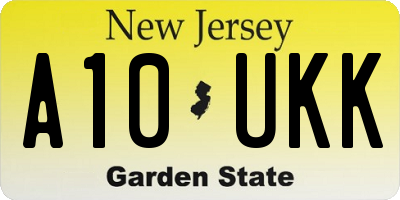 NJ license plate A10UKK