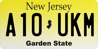 NJ license plate A10UKM