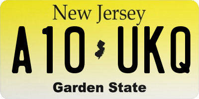 NJ license plate A10UKQ