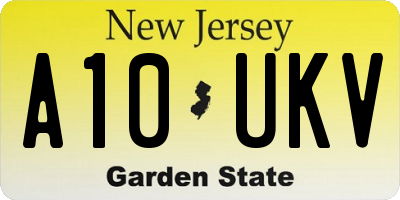 NJ license plate A10UKV