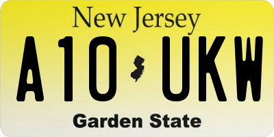 NJ license plate A10UKW