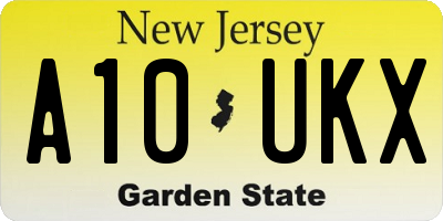 NJ license plate A10UKX
