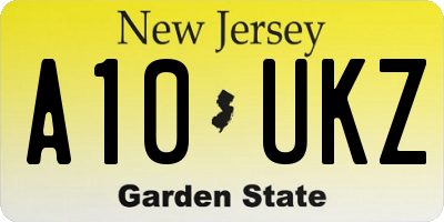 NJ license plate A10UKZ