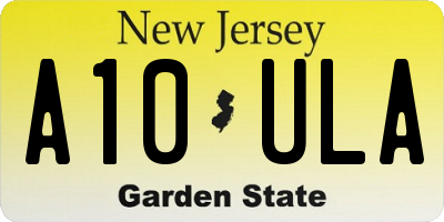 NJ license plate A10ULA