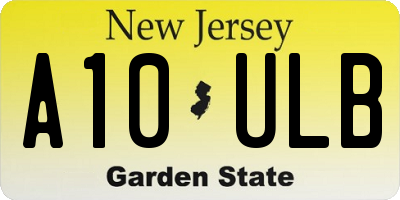 NJ license plate A10ULB