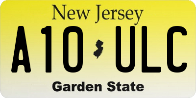 NJ license plate A10ULC