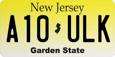 NJ license plate A10ULK