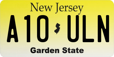NJ license plate A10ULN