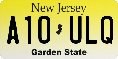 NJ license plate A10ULQ