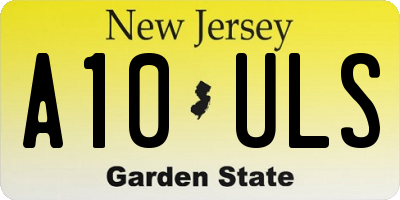 NJ license plate A10ULS